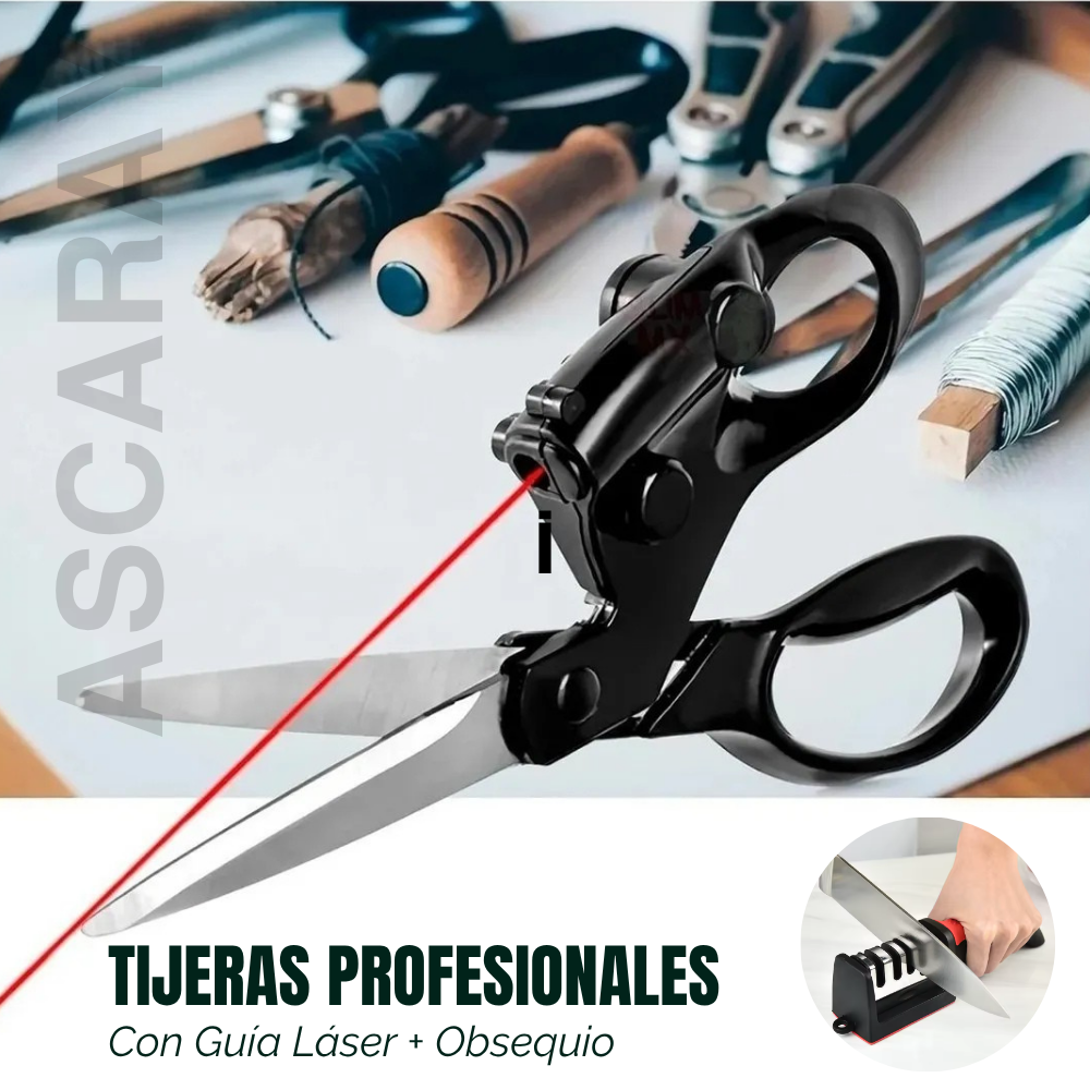 Tijera con Guía Laser + Afilador de Cuchillos (Obsequio)